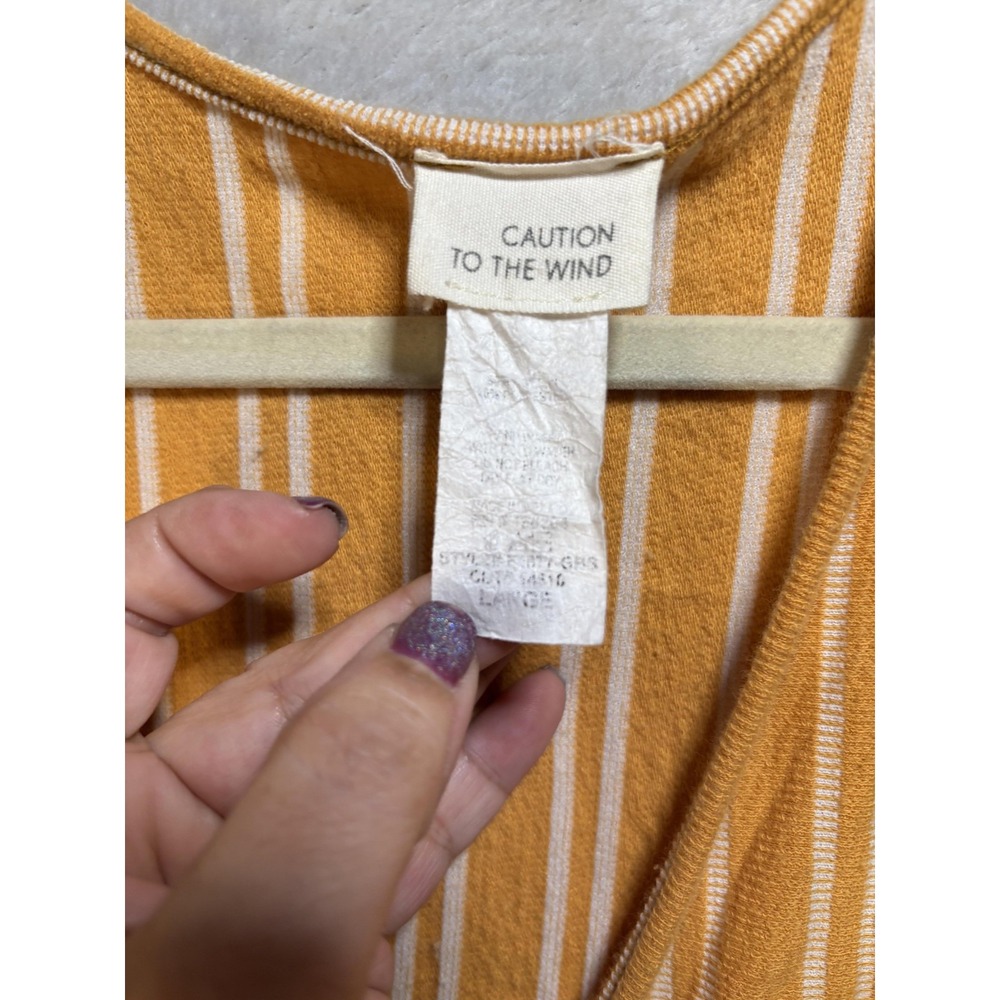 Caution To The Wind Jumpsuit‎ Womens Large Striped Belted Boho Romper - Picture 7 of 11